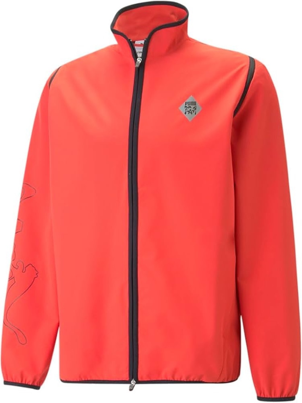 Unisex Puma Coral-Red Full-Zip Track Jacket with Black Trim